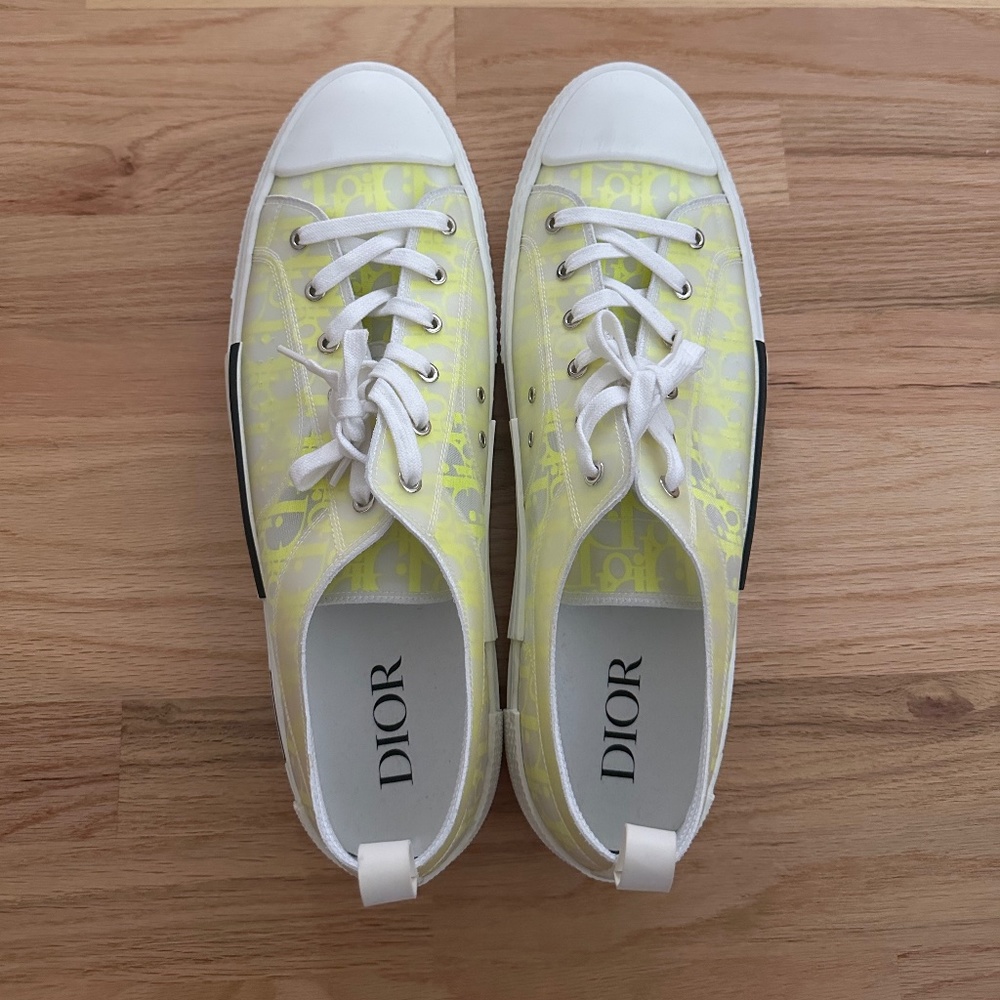 Dior low top neon green canvas sneakers